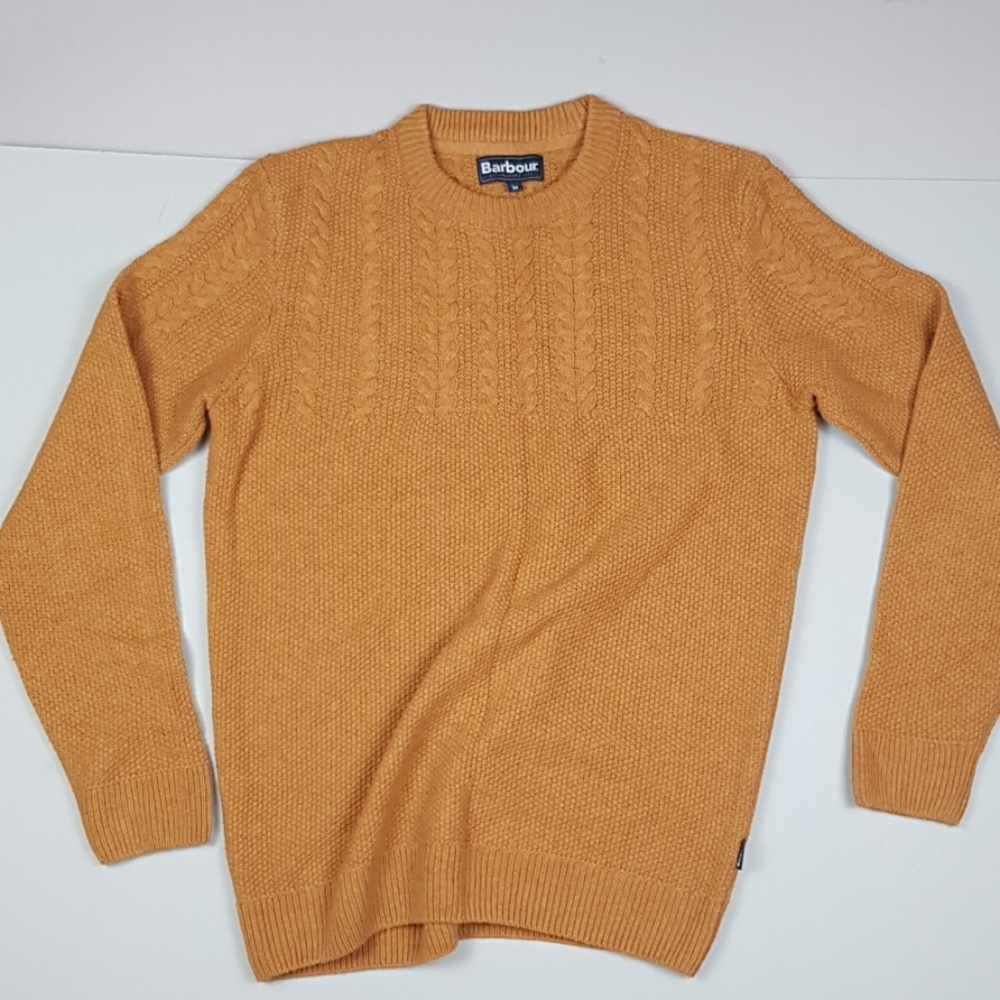 Barbour British 100% wool sweater medium mustard